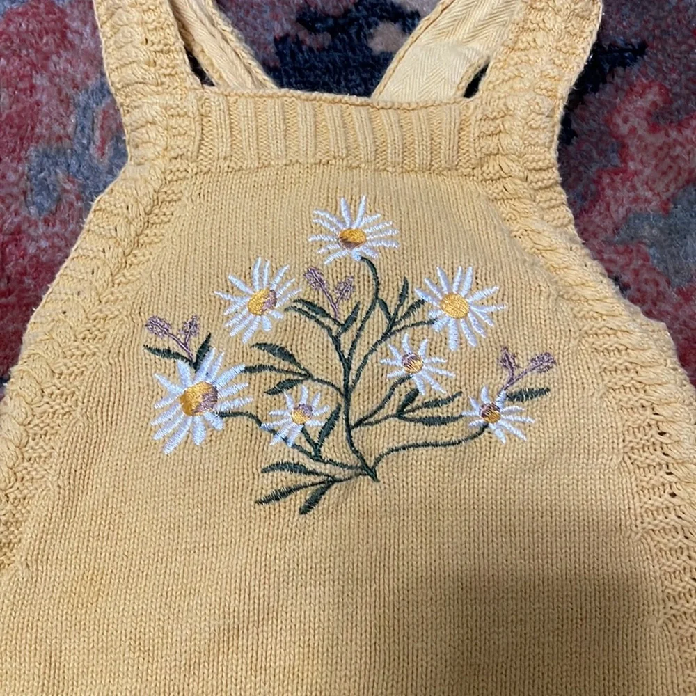 Lacey Lane Daisy Embroidered Knitted Yellow Romper 2T - Picture 6 of 10